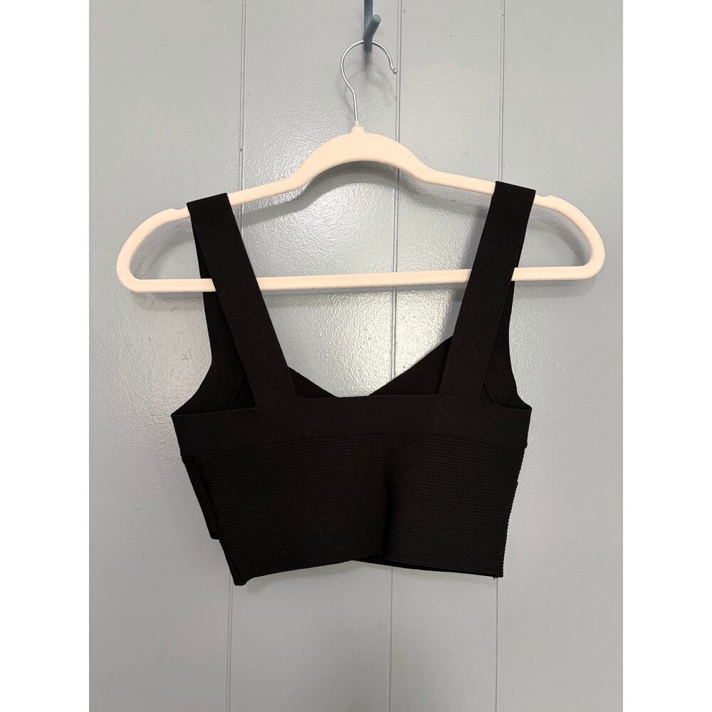 Aritzia Babaton Black Sculpt Knit Greek Ribbed Criss Cross Cropped Tank Top S - Picture 4 of 8